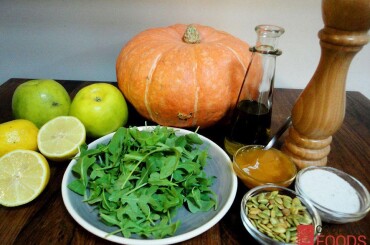 Ингредиенты для салата с тыквой и яблоком