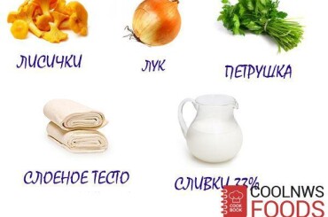 Продукты для пирожка лисичками