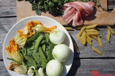 Ингредиеты для приготовления пасты с цветками кабачка