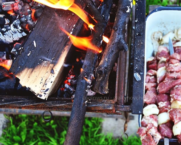Шашлыки нужно жарить на полностью прогоревших углях - это очень важно. Если этого не сделать, то жир который капает на угли загорится и шашлык подгорит. Приобретет неприятный запах.