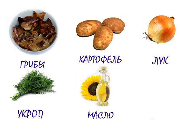 ингредиенты для картофеля с солеными грибами ингредиенты для картофеля с солеными грибами